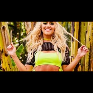 Iheartraves black fish net crop top